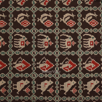 Black Green Jungle Theme Odisha Ikat Sambalpuri Dress Set & Dupatta