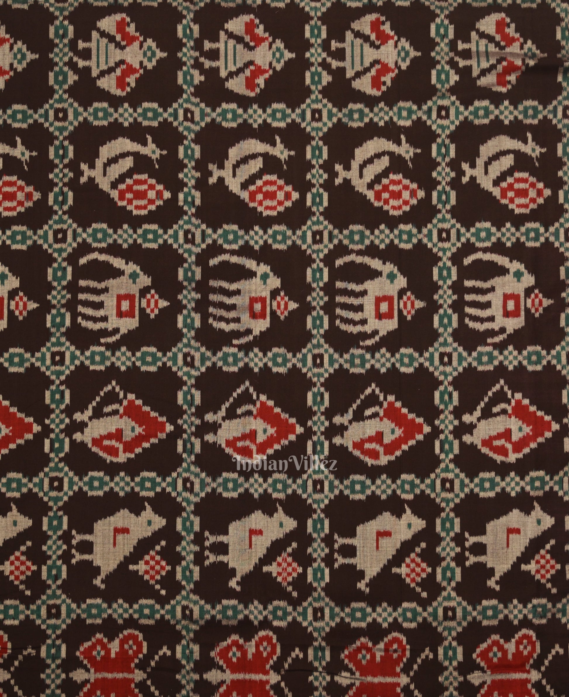 Black Green Jungle Theme Odisha Ikat Sambalpuri Dress Set & Dupatta