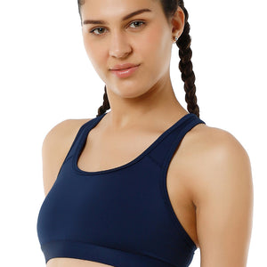 Energize Medium Impact Round Neck Sports Bra - Pageant Blue