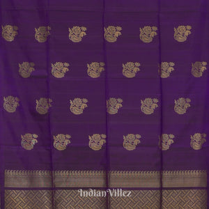 Deep Purple Pure Kanjivaram Soft Silk Saree