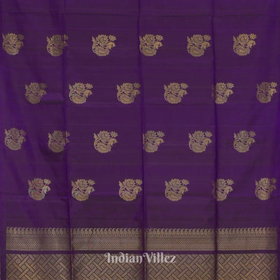 Deep Purple Pure Kanjivaram Soft Silk Saree