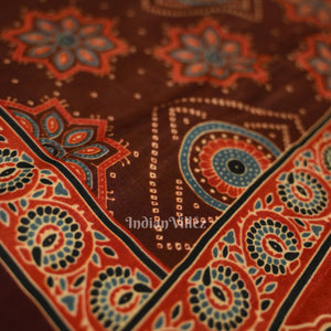 Coffee Digital Print Banarasi Silk Saree