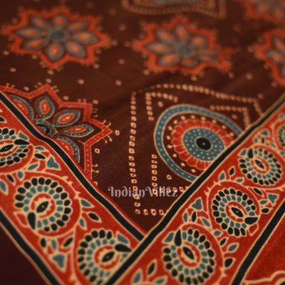 Coffee Digital Print Banarasi Silk Saree