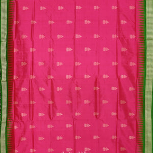 Rani Pink Green Bomkai Sambalpuri Silk saree