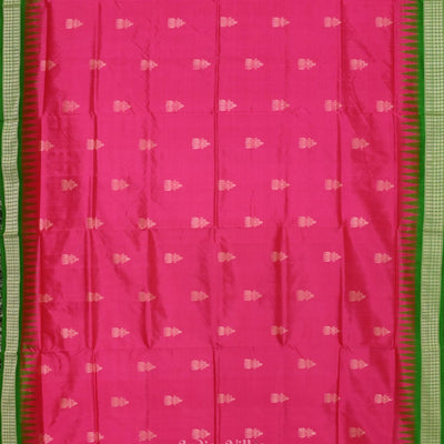 Rani Pink Green Bomkai Sambalpuri Silk saree