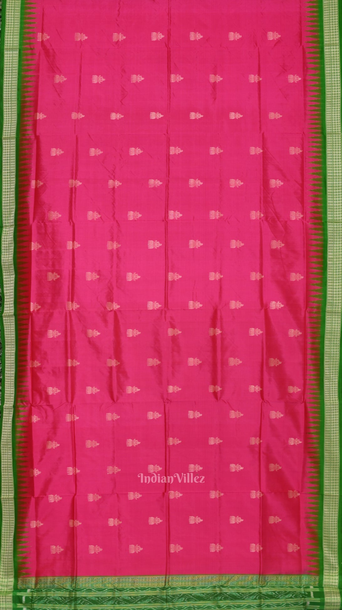 Rani Pink Green Bomkai Sambalpuri Silk saree