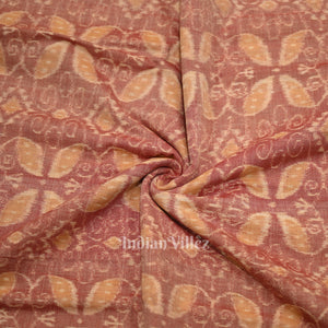 Pink Brown Floral Motif Sambalpuri Odisha Ikat Cotton Fabric