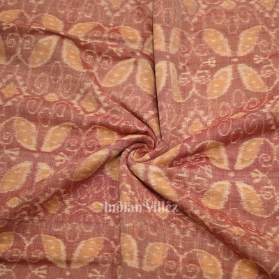 Pink Brown Floral Motif Sambalpuri Odisha Ikat Cotton Fabric
