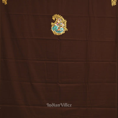 Brown Nartaki Theme Pattachitra Kurti Dress Material