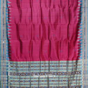 Maroon Phoda Kumbha Butta Design Odisha Ikat Khandua Silk Saree