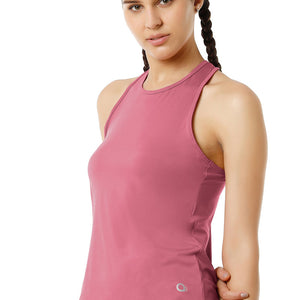 Flaunt Racerback Round Neck Tank Top - Heather Rose