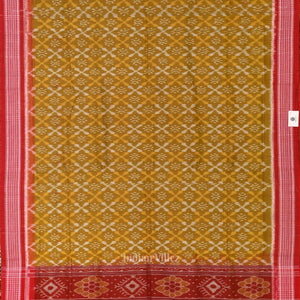 Mehendi Red Odisha Ikat Sambalpuri Pure Cotton Saree