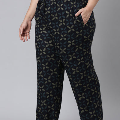 Women Printed Navys Woven Viscose Lounge Pants