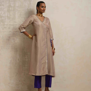 trueBrowns Lilac Tissue Angrakha Kurta Set