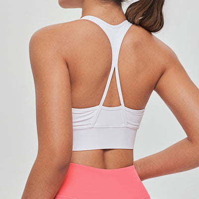 Free to Lead Zip Front Sports Bra - White