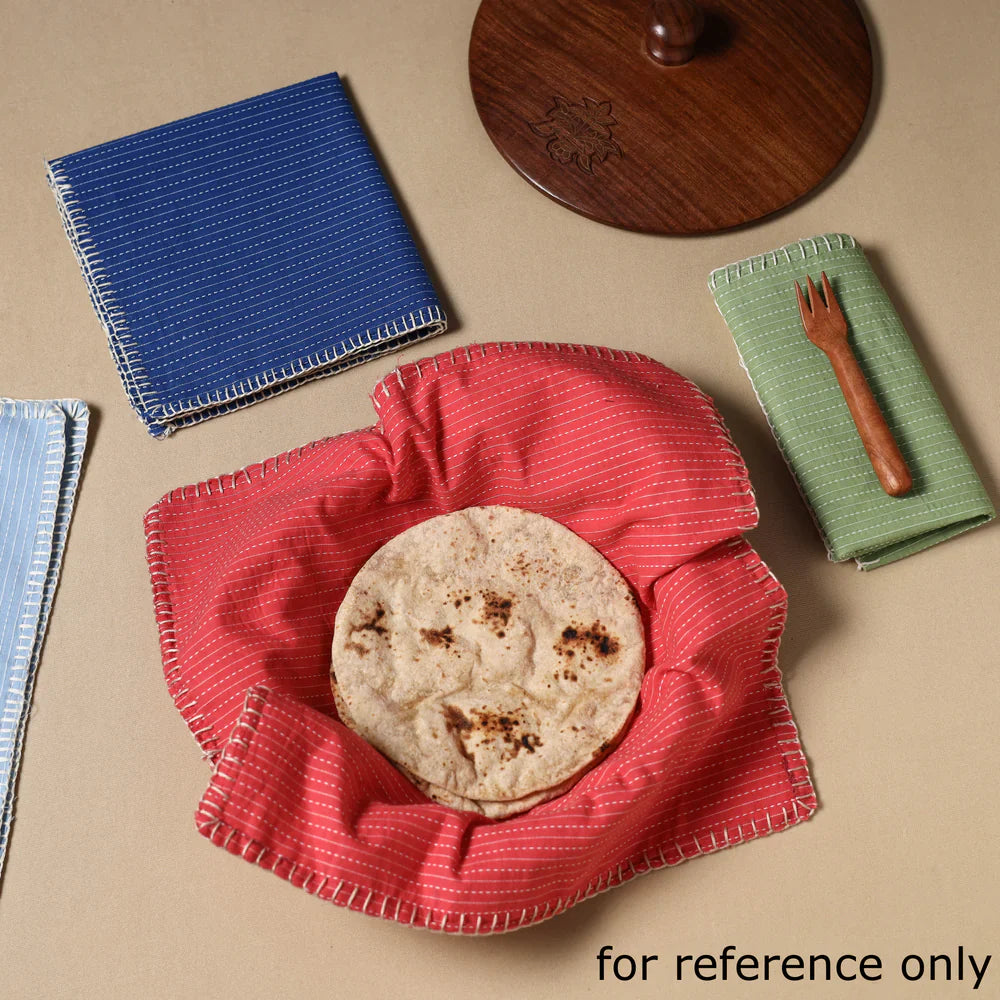 Blue - Floral Sanganeri Block Print Cotton Table Napkin 09