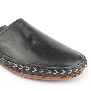 Black Handstitched Leather Kolhapuri Women Slipper