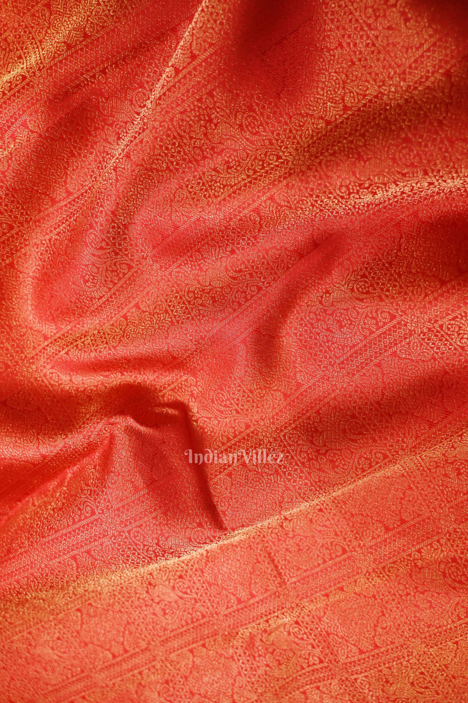 Red With Golden Pure Kanjivaram Silk Saree