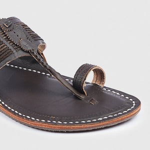 Brown Handstitched Leather Kolhapuri Men Slipper