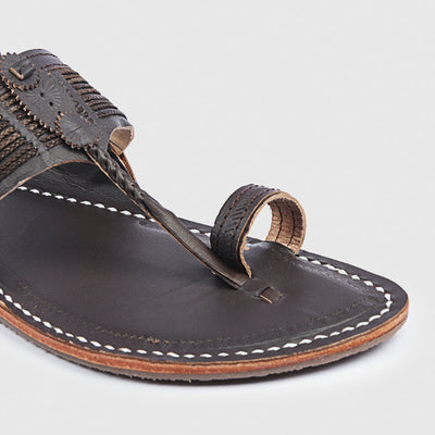 Brown Handstitched Leather Kolhapuri Men Slipper