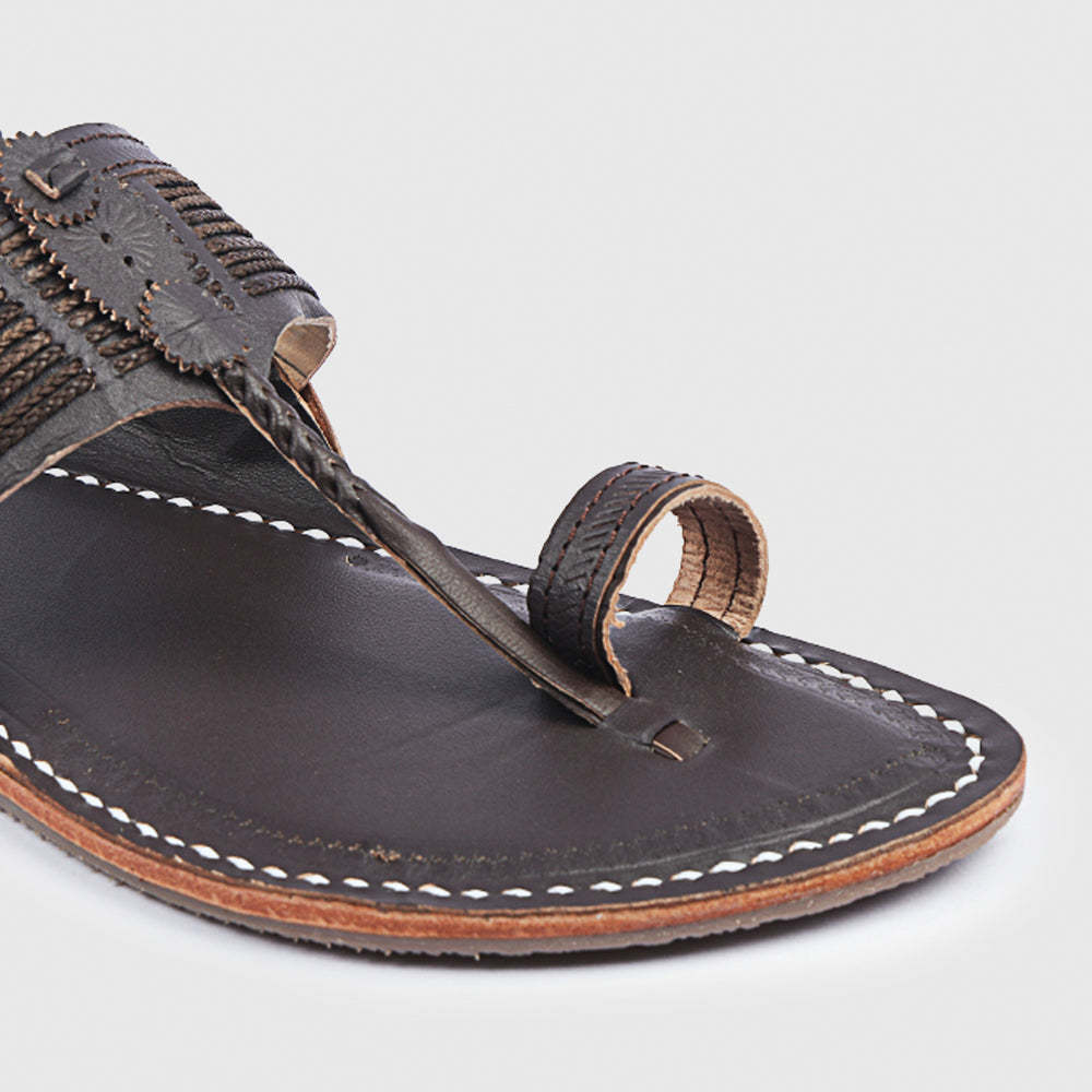 Brown Handstitched Leather Kolhapuri Men Slipper