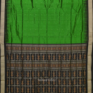 Green Black Buti Design Bomkai Sambalpuri Silk Saree