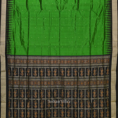 Green Black Buti Design Bomkai Sambalpuri Silk Saree