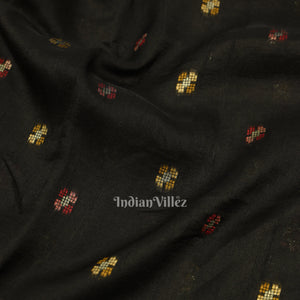 Black Tussar Banarasi Silk Saree with Tassels
