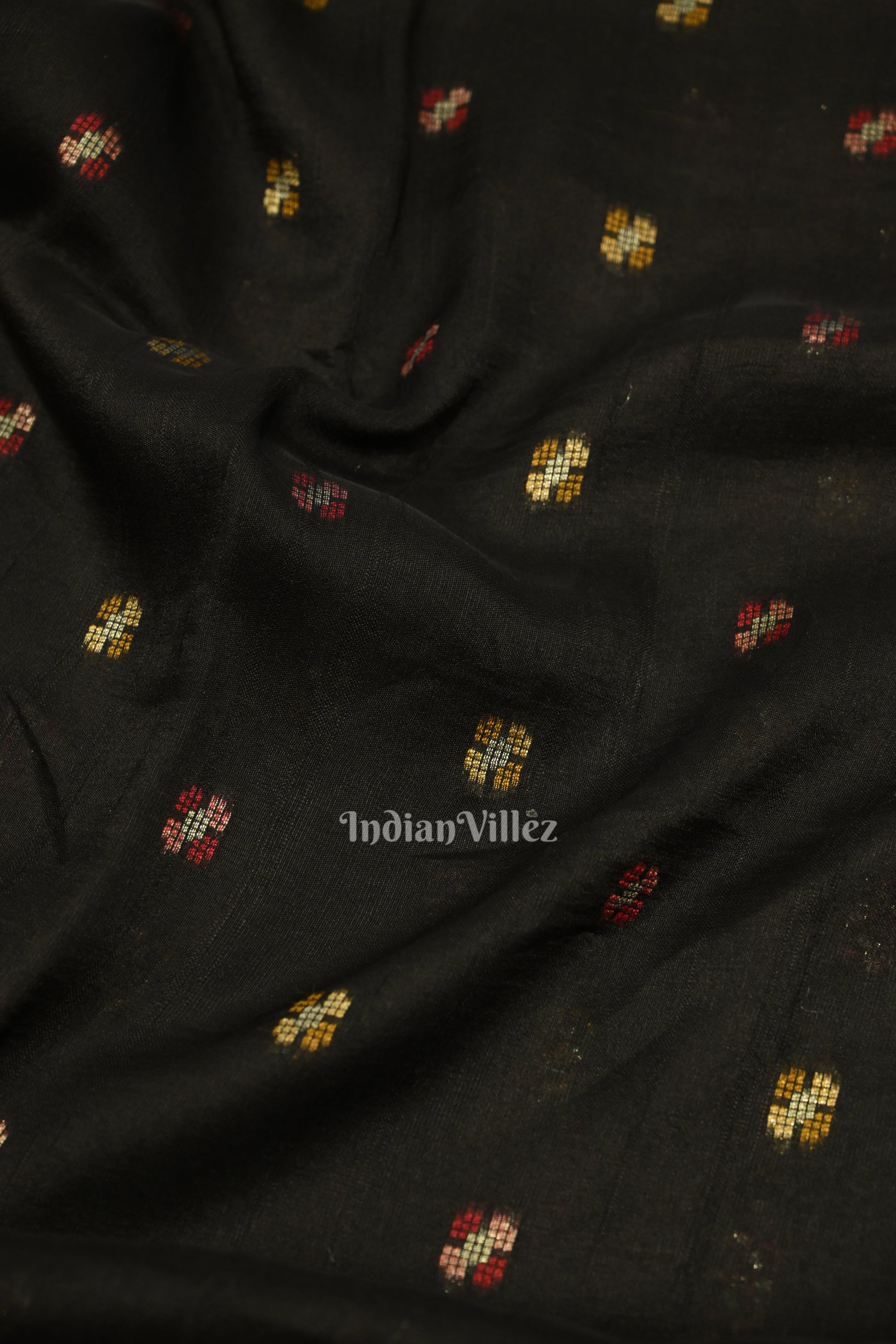 Black Tussar Banarasi Silk Saree with Tassels