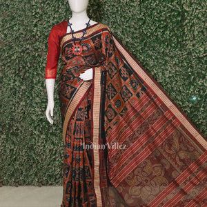 Coffee Brown Nabakothi Odisha Ikat Sambalpuri Silk Saree