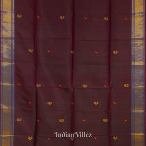 Red With Coffee Dual Tone Pure Bishnupuri  Silk Saree