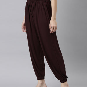 Women Solid Dark Wine Harem Pants