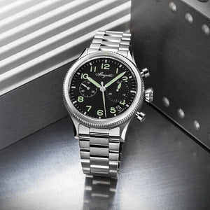 Breguet Swiss watch Brand Type XX Black Dial Silver Watch for Men