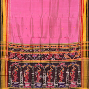 Pink Kathiphera Odisha Ikat Khandua Silk Saree with Nartaki Pallu