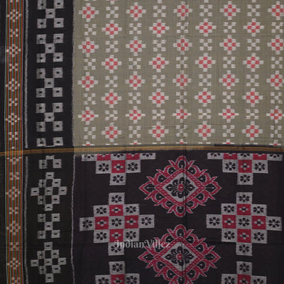 Sage Green Black Body Pasapali Sambalpuri Pure Cotton Saree