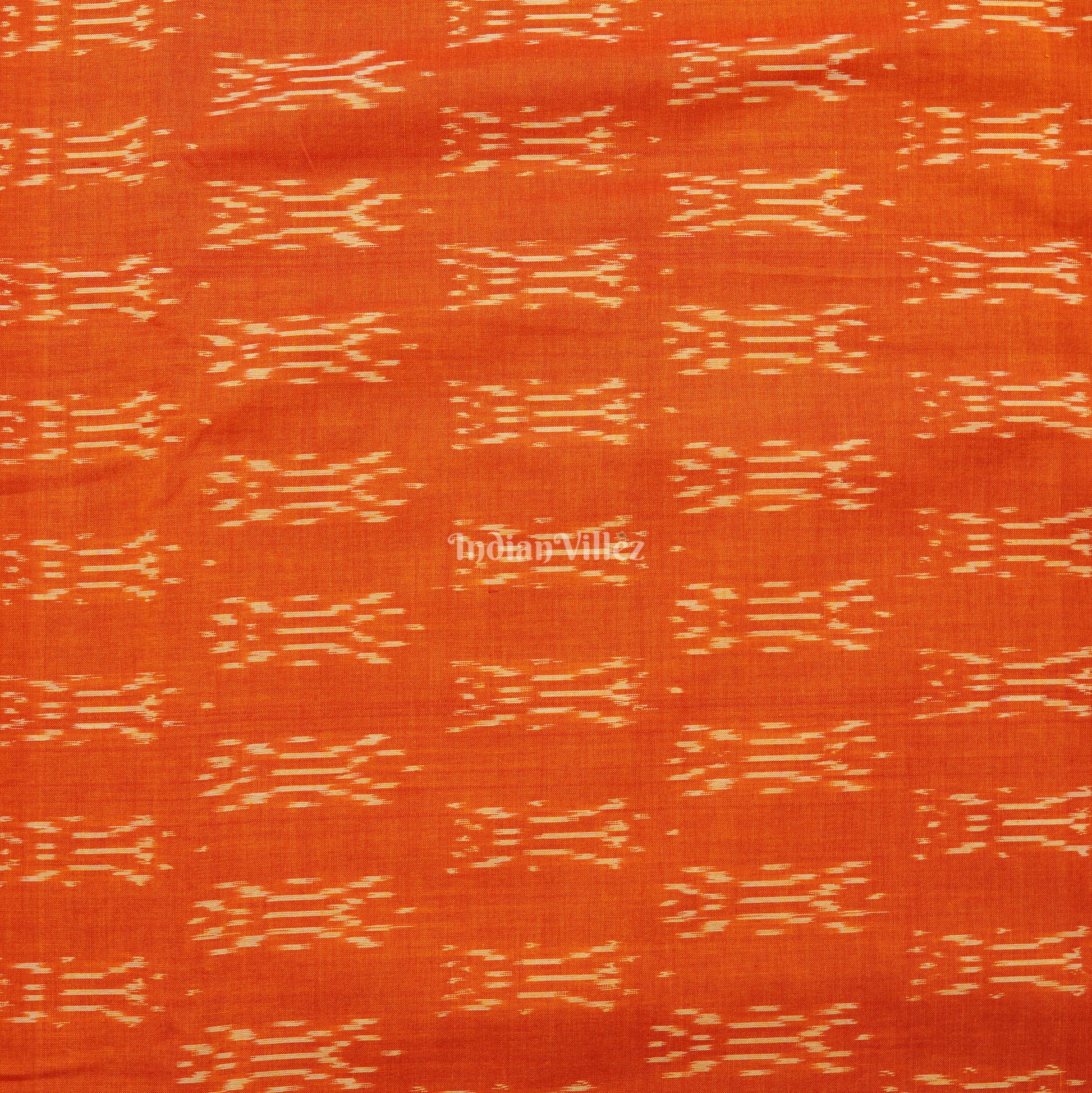 Orange Handwoven Pochampally Ikat Cotton Fabric