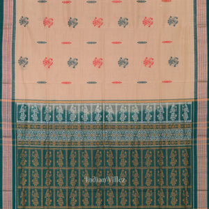 Cream Odisha Handloom Doll Theme Bomkai Cotton Saree