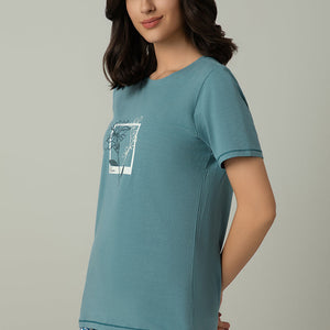 Scoop Neck Sleep Tee - Bloom Print