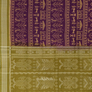 Purple Mehendi Tribal Theme Odisha Sambalpuri Pure Cotton Saree