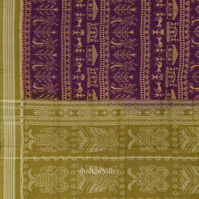 Purple Mehendi Tribal Theme Odisha Sambalpuri Pure Cotton Saree