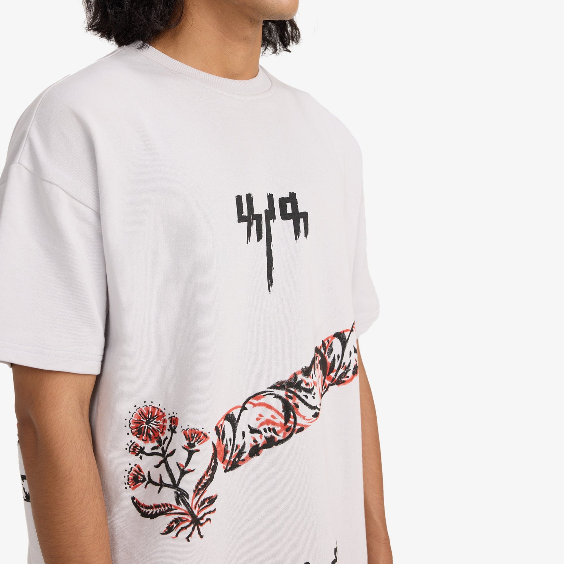 F A R A K | GREY BLOCK PRINTED T-SHIRT { GREY/GREY