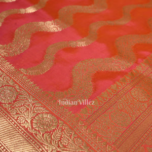 Pink Dual Tone Pure Mashru Satin Silk Banarasi Saree