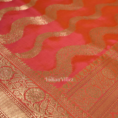 Pink Dual Tone Pure Mashru Satin Silk Banarasi Saree