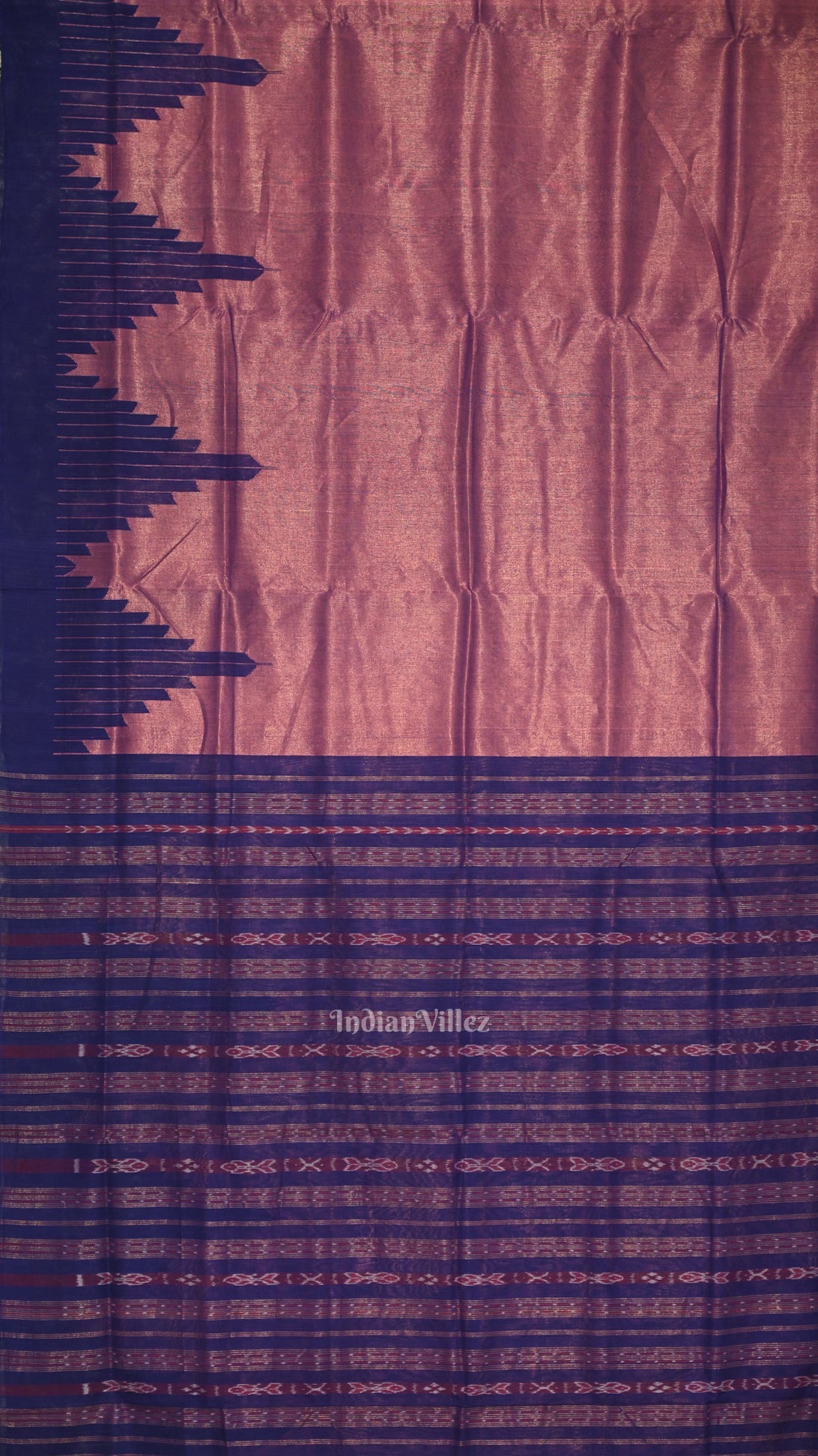 Onion Pink Blue Phoda Kumbha Sambalpuri Cotton Tissue Saree