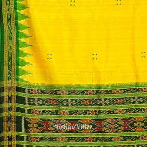 Yellow Butta Design Odisha Ikat Khandua Silk Saree