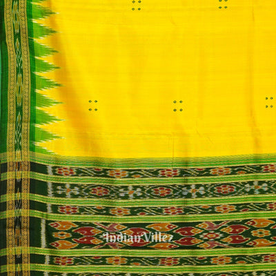 Yellow Butta Design Odisha Ikat Khandua Silk Saree