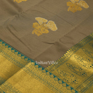 Dark Gray Pure Brocade Kanjivaram Silk Saree