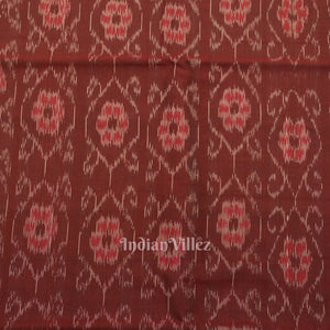 Coffee Floral Theme Sambalpuri Ikat Cotton Fabric