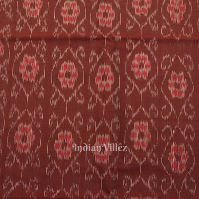 Coffee Floral Theme Sambalpuri Ikat Cotton Fabric