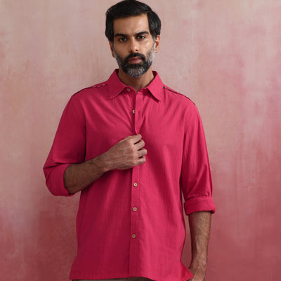 trueBrowns Men's Pink Cotton Shirt